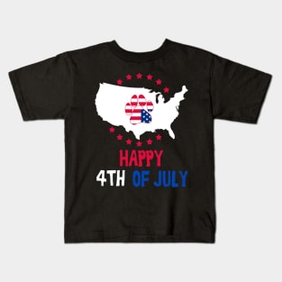 American navy, anchor, wings, map and Flag, paw, 4th of July, happy independence day God Bless America Kids T-Shirt